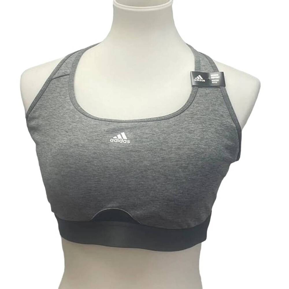 NEW ADIDAS women's medium support removeable pads sports bra in gray